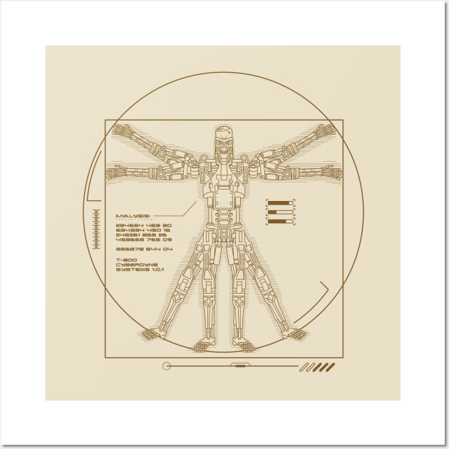 Vitruvian T-800 (Brown) Wall Art by demonigote